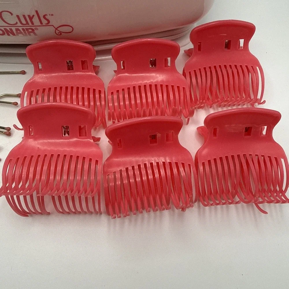 Conair More Big Curls Pink 12 Jumbo Hot Rollers  11 Pins 6 Clips Heat Reservoir